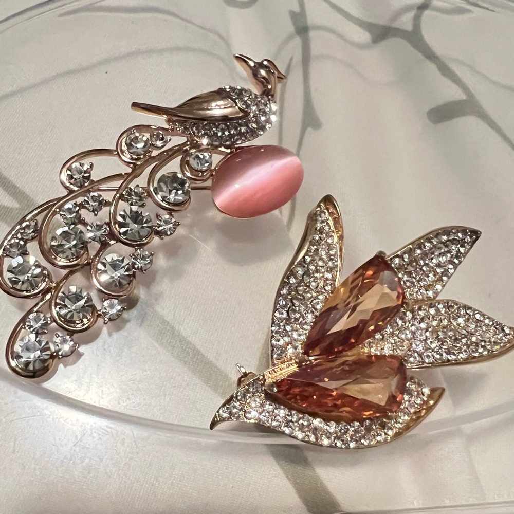 Peacock and Floral Brooch